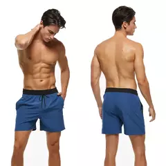 Imagem do Escadch-Shorts Masculina Clássico Cor Sólida Malha Respirável de Forro com Bolsos com Zíper, Moda Banho Verão, Calções de Ginástica, 2022