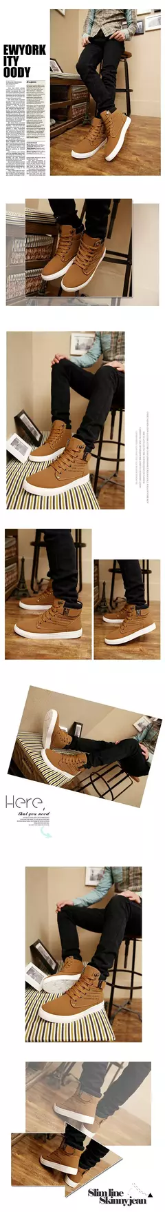 Sapato retrô de skate plataforma masculino, bota casual com renda, top alto, versão coreana, nova moda, outono, 2022 - comprar online
