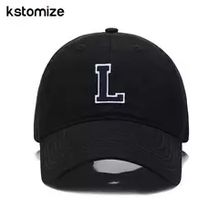 Boné bordado de algodão macio, letra inicial A-Z Snapback Caps para homens e mulheres, elegante equipe esporte viseiras, preto, alta qualidade