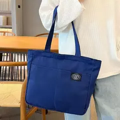 Sacola de lona monocromática para mulheres, designer, bolsa casual, bolsa de ombro, grande capacidade, algodão, reutilizável, praia, compras - loja online