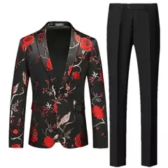 Terno masculino rosa vermelho duas peças, jaqueta de vestido de casamento com calças, verde, branco, prata, terno masculino slim fit, tamanho asiático M-6XL na internet