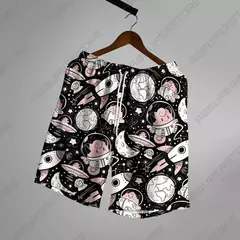 Calção de bolso casual masculino com cordão, desenho animado animal engraçado, streetwear respirável, calça praia, moda verão - loja online