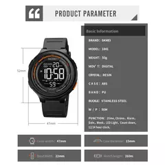 SKMEI-1841 Luxo Digital Sports Watch para homens, relógio de pulso impermeável, cronômetro, contagem regressiva, relógio militar, 1560 - comprar online