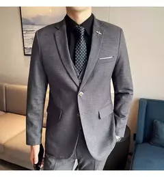 Terno xadrez formal masculino, vestido de noiva noivo, blazer de festa, calças, jaqueta, colete, calças, high-end, casual, escritório, marca