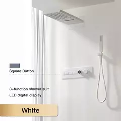 Sistema de chuveiro de bronze preto de luxo wall-mounted led display digital design frio & quente duplo-controle de 4 funções torneira de chuveiro de teto - Wolf Magazine