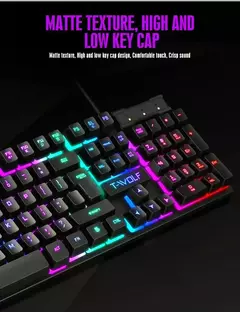Kit de teclado e mouse para jogos RGB retroiluminado USB com fio teclado e mouse para computador combo 104 teclas para PC Gamer Laptop - comprar online