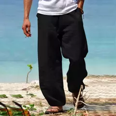 Imagem do is japoneses informales de verano para hombre, Pantalón recto, holgado, transpirable, de playa, para hombre
