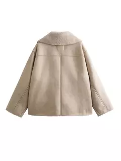 Jaquetas grossas de couro falso femininas, casacos com mistura de lã quente, jaqueta de pelúcia demi-estação, outerwear, outono, inverno, 2024 na internet
