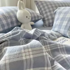 Imagem do Conjunto de edredão reticulado com lençol e fronhas, roupa de cama quente, grade, completa, queen size, sem enchimento, novo, 2022, duplo