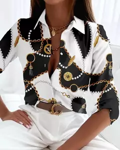 Imagem do Novo Temperamento Camisa Solta Mulher Moda Elegante Casual Mulher Camisa Manga Longa Blusa Fim de Semana Top