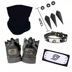 Anime naruto cosplay kakashi acessórios brinquedos figura de ação luvas bandana kunai máscara uchiha luvas conjunto presente - comprar online