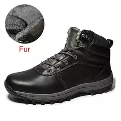 DEKABR-Botas de neve de pele de couro genuíno masculinas, sapato impermeável d