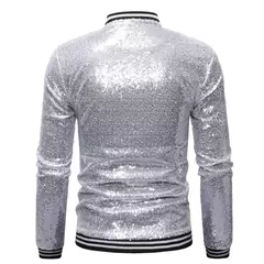 Brilhante Sequins Sparkle Bomber Jacket Homens 2023 Mais Novo Ouro Glitter Listrado Zipper Mens Jaquetas E Casacos Festa Dance Show Roupas - loja online