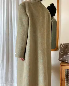 Casaco de alpaca de lã feminino, jaquetas de lã, trespassado duplo, gola de terno, solto, Casacos longos, senhora do escritório, outono, inverno, 2022 - loja online
