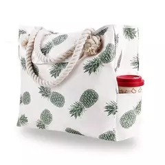 Imagem do Bolsa casual listrada para mulheres, bolsa de ombro de grande capacidade, sacola de compras diárias, bolsa de praia para viagem escolar