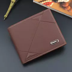 Carteira de couro sintético curta bifold masculina, titular do cartão de identificação de crédito bolsa billfold, Business Slim Clutch, monocromática - comprar online