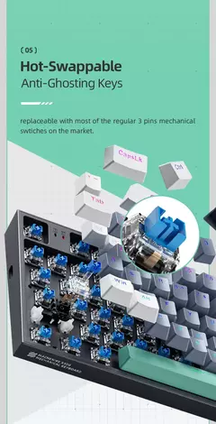 Imagem do Machenike-K500 Teclado mecânico para jogos, Teclado com fio, Hot Swappable, 94 teclas, RGB Light, Mac, Windows