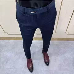 Calça formal de negócios casual masculina, slim fit, cor sólida, terno de festa de casamento, escritório, verão - Wolf Magazine