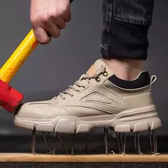 Sapatos de segurança de trabalho botas de segurança masculinas anti-esmagamento sapatos de trabalho com biqueira de aço botas de trabalho anti-facada tênis de segurança masculino