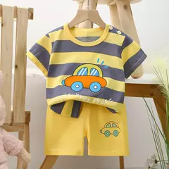 Terno de algodão bebê para meninas e meninos, dois conjuntos de roupas, roupas recém-nascidas, 1 ano, 2 anos, 3 anos na internet