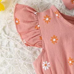 Macacão e cabeça de arco estampados em flores, confortável, fofo, multicolorido, bebê menina, moda verão, 0-2 anos de idade, 2 peças - loja online