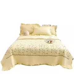 Novo conjunto de colcha de verão chiffon acolchoado menina coração lavado algodão babados capa de cama de casal - comprar online