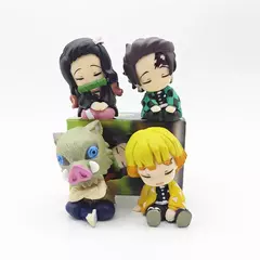 Aixlan 4 pçs conjunto q versão figura kamado tanjirou kamado nezuko pvc figura de ação amine presente aniversário estatueta colecionável na internet