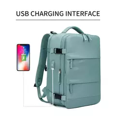 USB Carregamento Laptop Mochila para Mulheres, Mochila Escolar para Adolescente, Saco de Sapato Independente, Saco De Viagem Ao Ar Livre, 15.6";;VERDADEIRO;;"army green