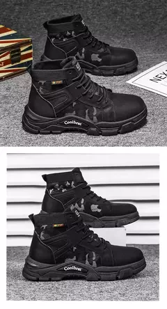 Imagem do Botas de couro com renda impermeável masculina, bota leve no tornozelo, sapato casual antiderrapante, moda inverno, novo
