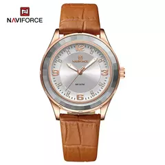 NAVIFORCE-Relógio de couro simples feminino, relógios de pulso casuais, relógio de quartzo feminino, original, nova moda - Wolf Magazine
