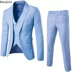 Homens formais conjuntos de terno de escritório, blazer extragrande, colete, conjuntos de calças, masculino, festa à noite, casamento, novo, S-6XL, 3pcs, 2024