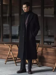 Casaco de mistura de lã único masculino Mauroicardi, sobretudo longo preto quente, roupa de alta qualidade, luxo, outono, inverno, 2022 - comprar online