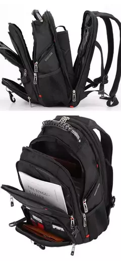 Durável Swiss Multifuncional Laptop Mochila, Resistente À Água Saco De Viagem, Faculdade Bookbag, Porta De Carregamento USB, 17";;VERDADEIRO;;"15 inch General - loja online