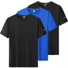 Homens de secagem rápida extragrande em torno do pescoço camiseta de manga curta, verão camisetas esportivas, fitness correndo t-shirt, plus size, 6XL, 7XL, 3pcs