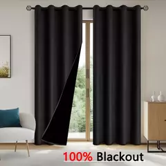 Cortinas monocromáticas blackout, sombreamento completo e proteção solar, quarto e sala de estar, 100% blackout, 1pc