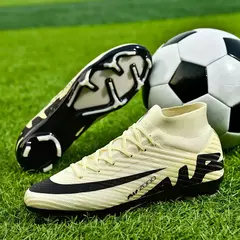 Imagem do Sapatos de futebol masculino de sola FG, sapatos de gramado ao ar livre, grampos longos especiais, botas esportivas de equipe superior alta, resistência ao desgaste, tamanho 36-45