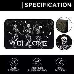 Halloween Dança Esqueletos Porta Mat, Non-Slip Welcome Entrance Tapetes, Spider Skull Tapete, Cozinha Quarto Sala Decoração - loja online