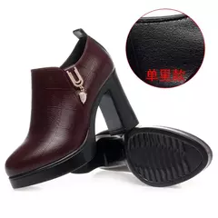 Sapatos de plataforma antiderrapante de couro macio para mulheres, boca profunda na internet