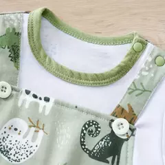 IURNXB-Romper infantil de estampa animal zoológico para bebê recém-nascido, bodysuit falso de duas peças com mangas curtas, casual, adorável na internet