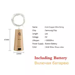 Bar LED Garrafa De Vinho Cortiça Luzes De Corda, Decoração De Natal Lâmpada, Fada, Feriado, Fio De Cobre, 2m - Wolf Magazine