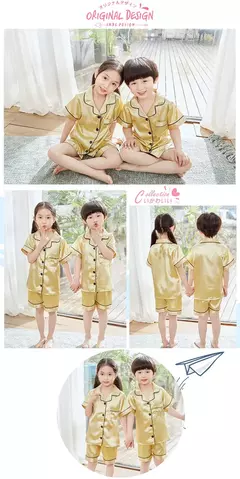 Conjunto de pijamas de cetim de seda infantil pijamas de bebê pijamas pijamas cor sólida, terno infantil, meninos, meninas, outono - Wolf Magazine