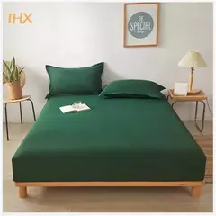 100% algodão cabido folha de cama com faixa elástica cor sólida anti-deslizamento ajustável colchão capa para cama única dupla rei rainha - loja online