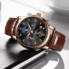 LIGE-Relógio de pulso quartzo impermeável feminino, pulseira de couro, relógio esportivo casual, moda luxo, 24 horas - loja online