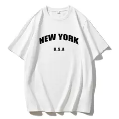 Imagem do Blessyuki-Camisetas femininas estampadas com carta nova-iorquina, camisetas básicas com decote em O, streetwear retrô casual, tops harajuku para senhoras, plus size, verão
