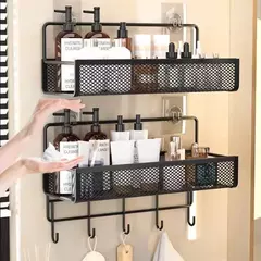 Portable Hanging Wall-Mounted Storage Rack, No-Drilling, Banheiro, Cebola, Alho, Tempero Organizador, Cozinha Cesta De Armazenamento, Umidade - comprar online