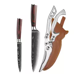 WXCOO-Aço Inoxidável Chef Japonês Faca Set, Tesoura De Cozinha, Faca De Desossagem, Carne Cutelo, Frutas Cutelo, Peixe, Santoku Facas na internet