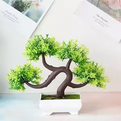 Imagem do Plantas de plástico artificiais bonsai pequeno vaso de árvore vaso de flores jardim arranjo de plantas falsas ornamentos quarto decoração de mesa de casa