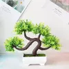 Plantas de plástico artificiais bonsai pequeno vaso de árvore vaso de flores jardim arranjo de plantas falsas ornamentos quarto decoração de mesa de casa
