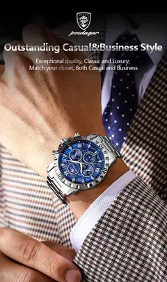 POEDAGAR-Relógio Quartz de Luxo Masculino, Impermeável, Luminoso, Aço Inoxidável, Cronógrafo, Relógio, Esportes, Homem na internet