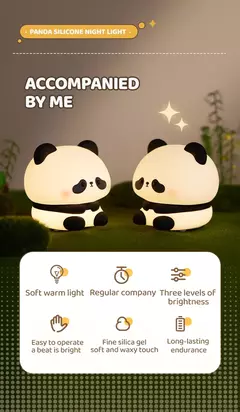 Panda led night light bonito silicone night light usb recarregável toque noite lâmpada quarto cronometragem decoração presente das crianças - loja online